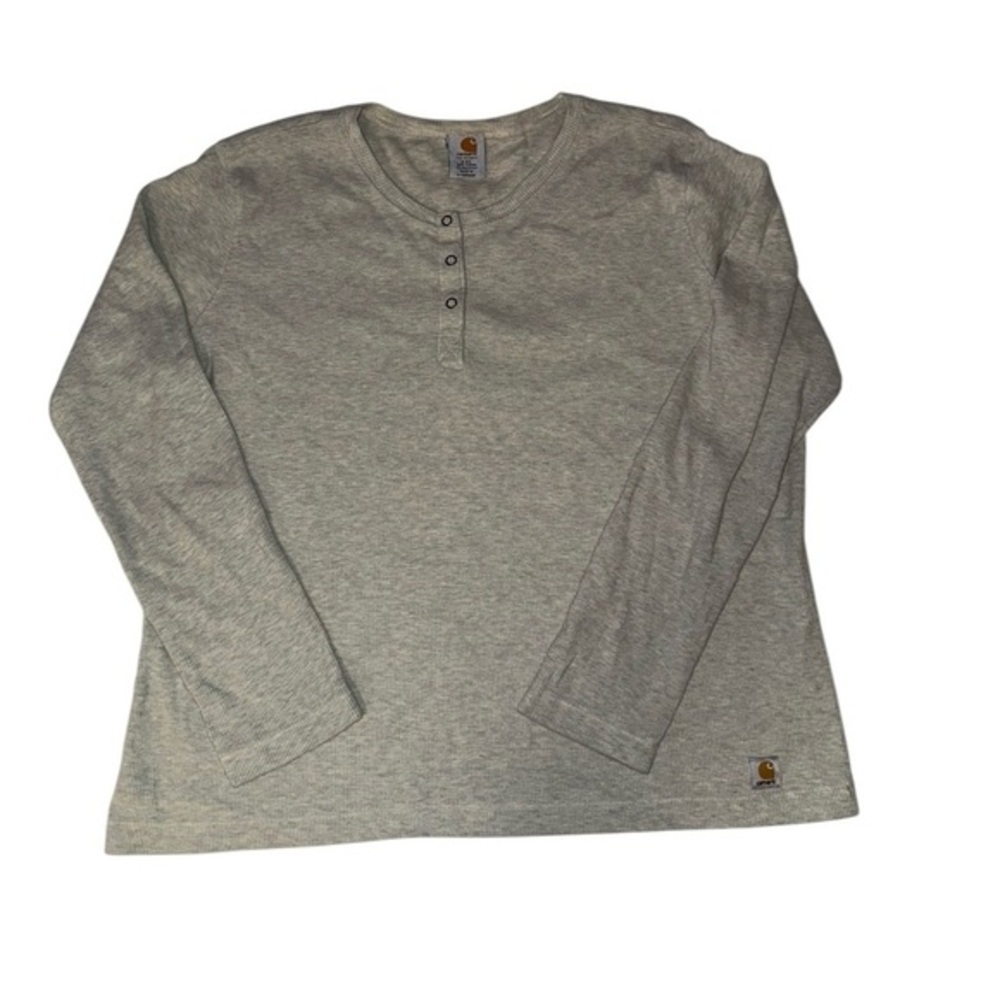 Women’s Grey Carhartt Ribbed‎ long sleeve 1/4 snap button size XXL